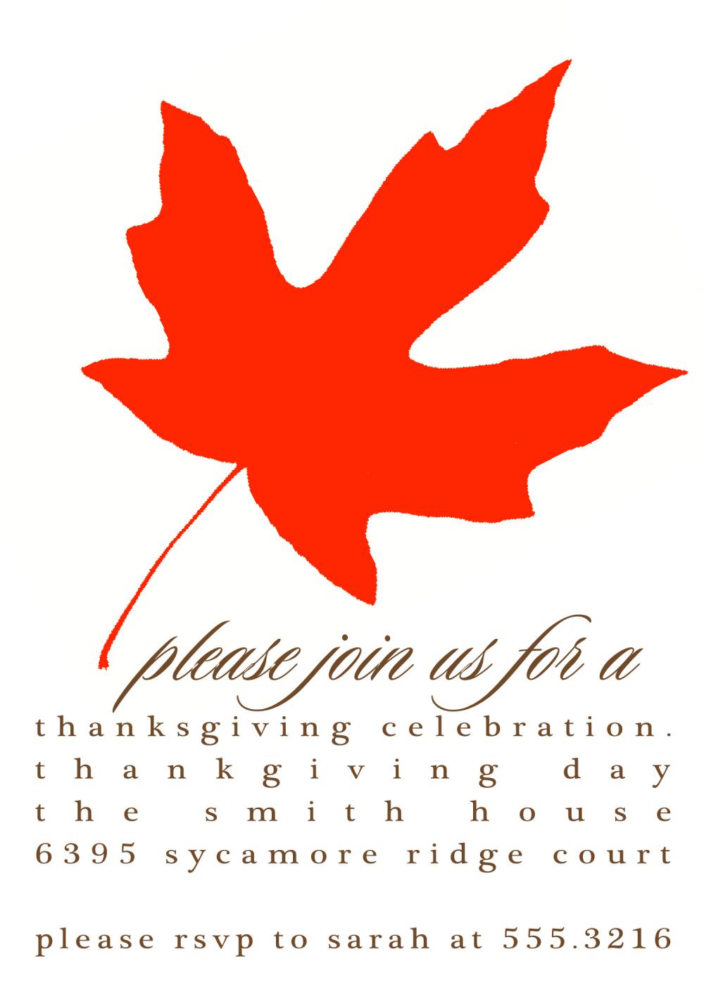 Red Leaf Thanksgiving Invitation (set Of 10)